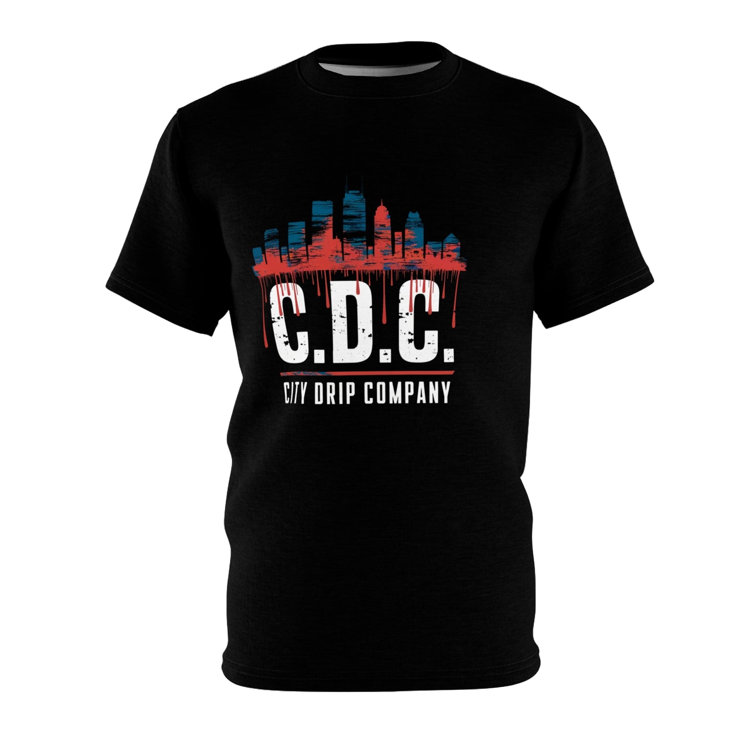 Mens Citydripco. Red & Blue City Urban Streetwear Tee - CDC City Drip Company