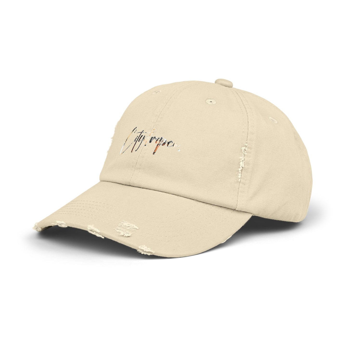 Citydripco. Uptown Urban Cityscape cursive Script Distressed Cap - Stylish Unisex Hat, Casual Fashion, Gift for Him or Her, Everyday Wear, Outdoor Adventures