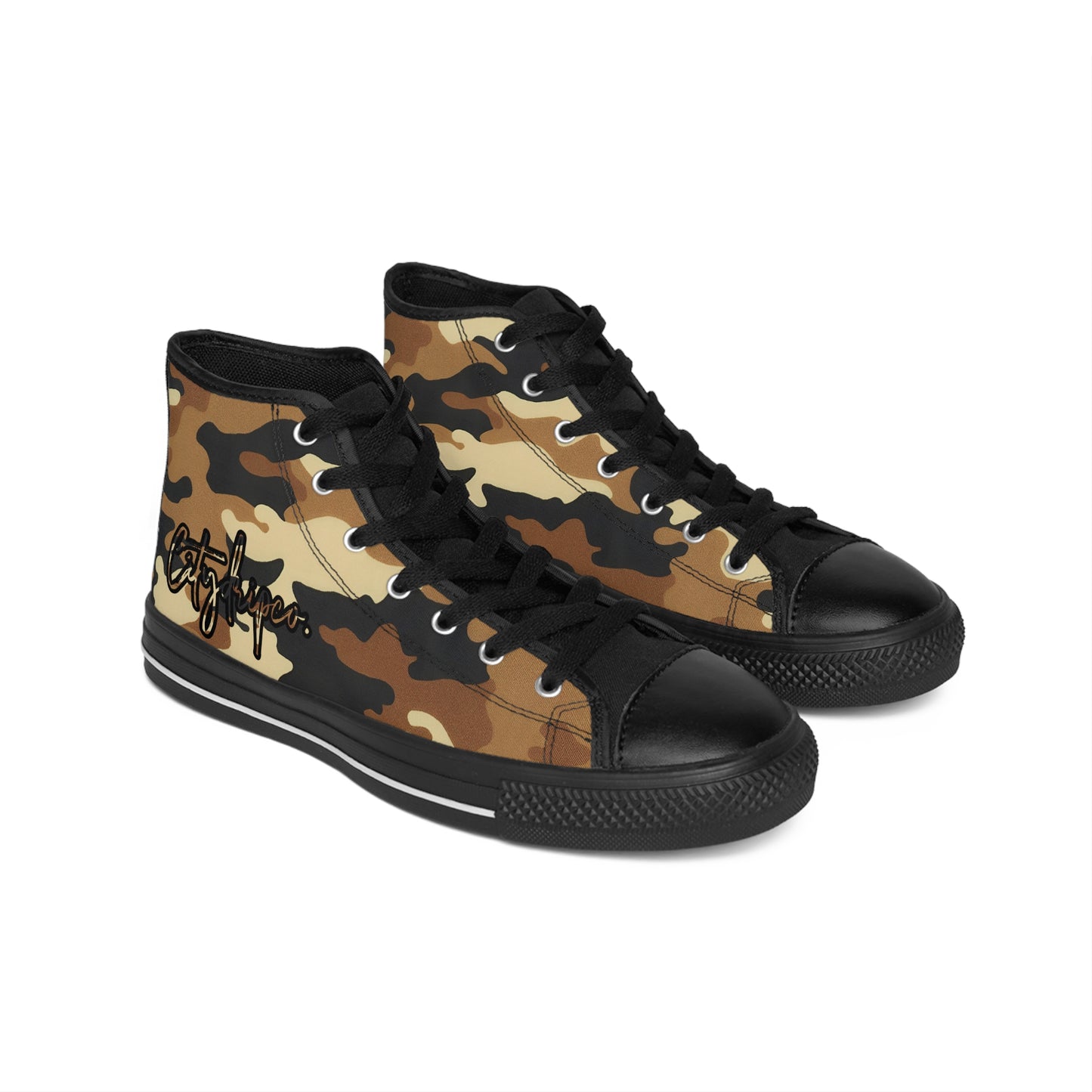 Citydripco. Camouflage High-Top Sneakers, Trendy Casual Footwear for Men, Urban Street Style, Perfect Gift for Fashion Lovers, Stylish Camouflage Shoes