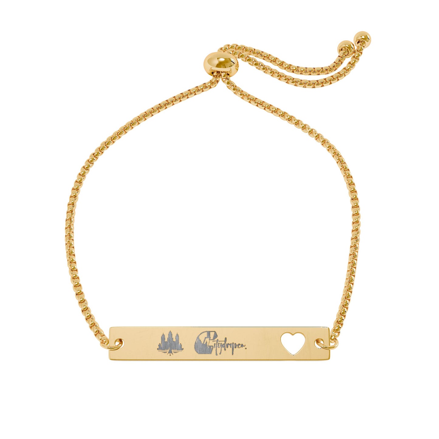 Citydripco. Engravable Heart Cutout Bar Bracelet — Adjustable Personalized Name Plate