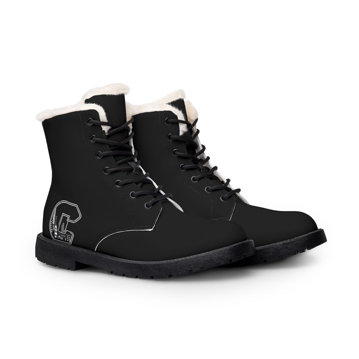 Citydripco. City C Men's Fur-Lined Leather Boots with Monogram Stitch Detail