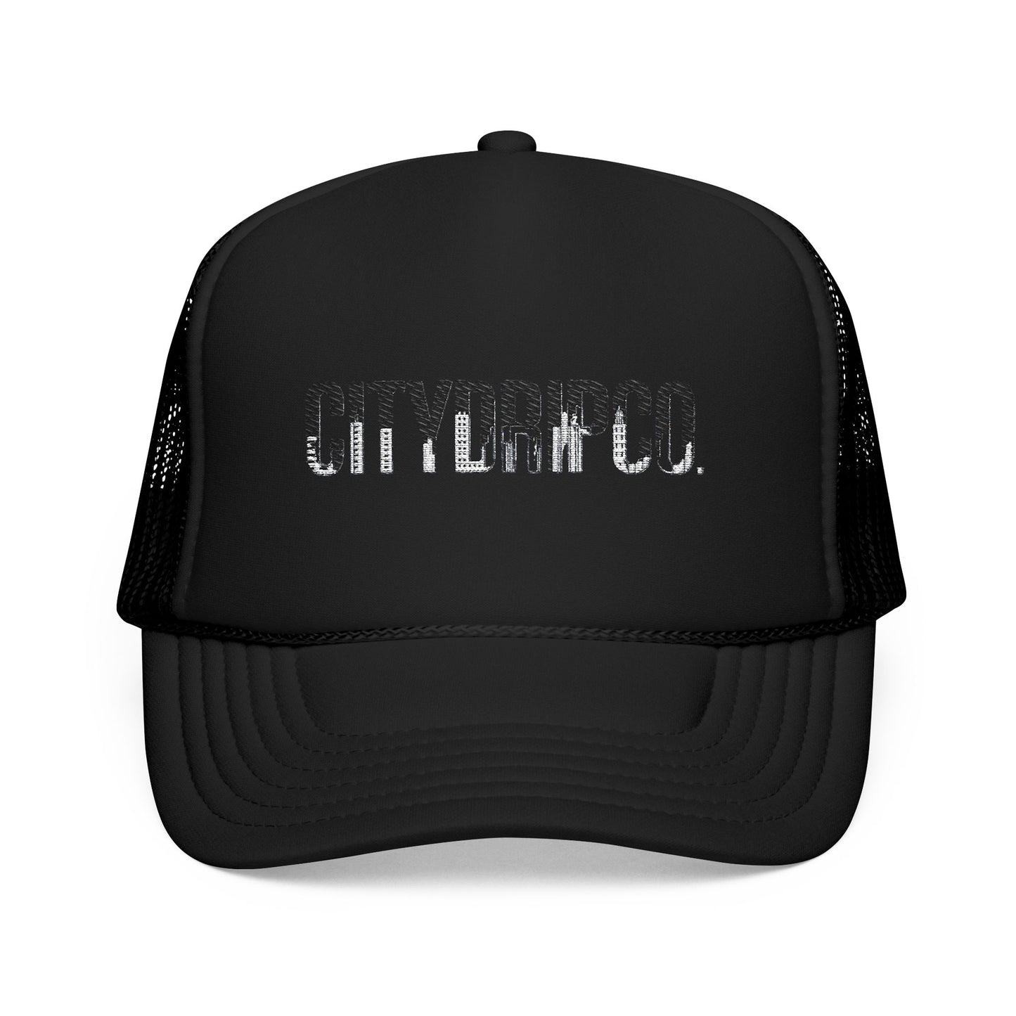 A Citydripco. Embroidered Foam Trucker Hat - Stylish City Vibe Cap for Outdoor Adventures, Gifts for Him, Summer Festivals, Everyday Wear, Trendy Hat
