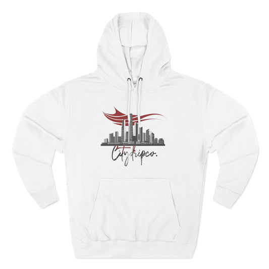 Citydripco. American Fleece Hoodie, Cozy Streetwear, Stylish Gift for Him/Her, Cityscape Design, Perfect for Casual Looks, Everyday Wear