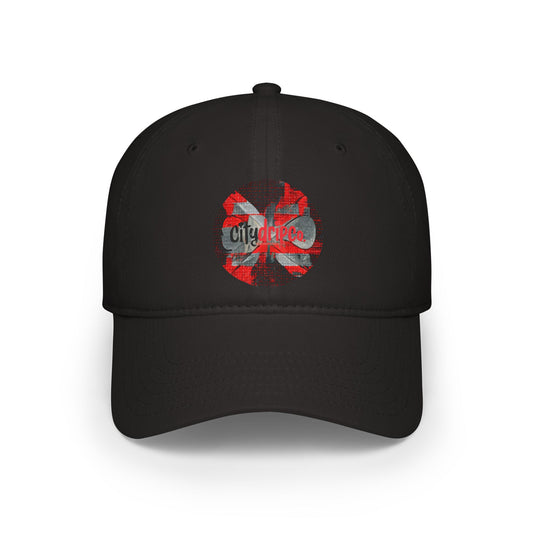 Citydripco. Red Flag Low Profile Baseball Cap with City Life Design, Trendy Hat for Outdoor Fun, Casual Wear, Summer Accessories, Gift for Friends