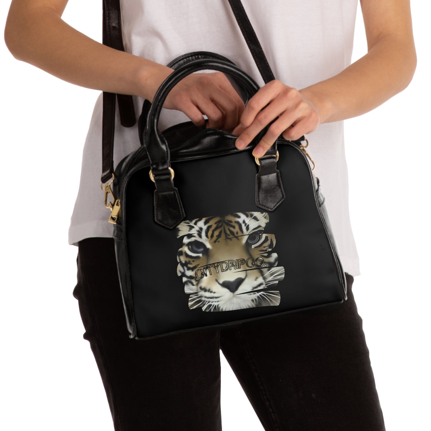 City Tiger Shoulder Handbag | Stylish Faux Leather Tote for Animal Lovers