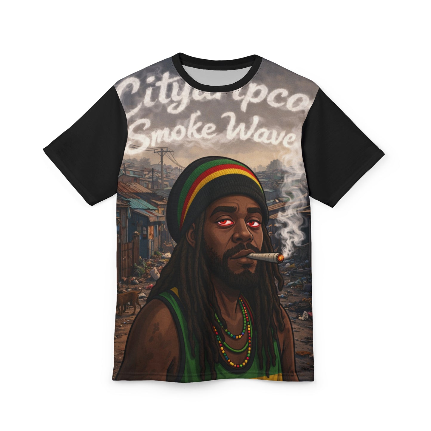 Rasta Smoke Wave Tee — Citydripco All-Over Print T-Shirt