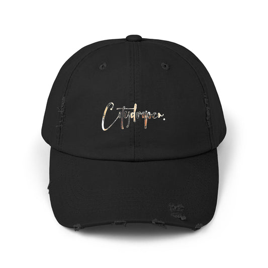 Citydripco. Uptown Urban Cityscape cursive Script Distressed Cap - Stylish Unisex Hat, Casual Fashion, Gift for Him or Her, Everyday Wear, Outdoor Adventures