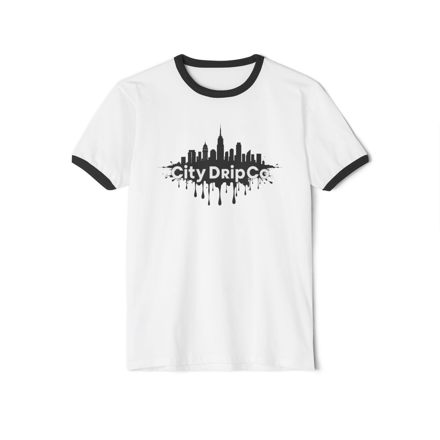 Citydripco. Black City Cotton Ringer T-Shirt - Urban Style for Trendsetters