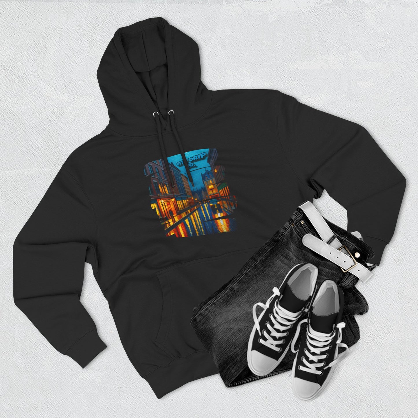 Citydripco. City Nights Three-Panel Fleece Hoodie